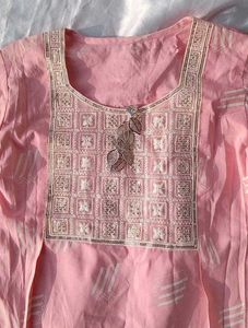 Light Pink Kurta with Embroidery