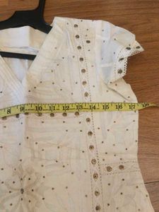 Elegant Cream Ethnic kurti with Studs