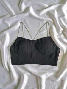 Chain Strap Black Crop Top