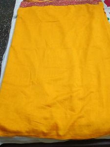 Vibrant Yellow Saree with Red Border