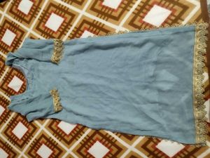 Grey kurta palazzo dupatta set