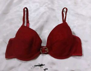 Chic Red Bra with Gold Buckle