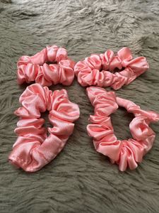 Pink Satin Scrunchie Set