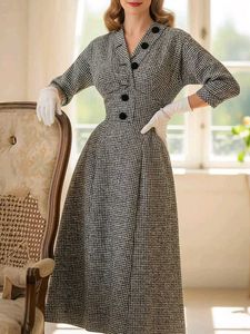 Classic Vintage Plaid Long Coat dress