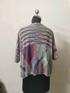 Colorful Striped Knit V-Neck Top