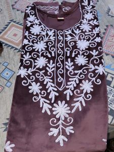 Embroidered Velvet Kurta Set