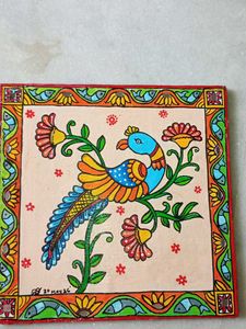 Hand-Painted Folk Art Wall Decor with mirror work