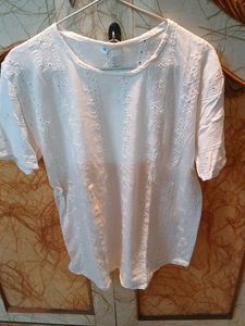 Embroidered White Cotton Top