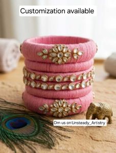 Handmade Pink Thread Bangles