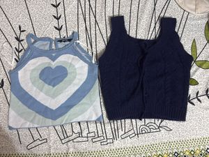 Cute Heart Print Crop Tank Top (set of 2)