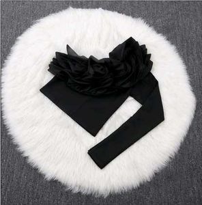 Black One Shoulder Ruffle Crop Top size Medium