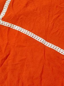 Orange Kurta with White Lace Trim