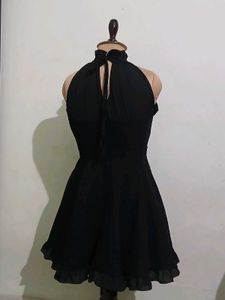 Elegant Black Halter Neck Dress