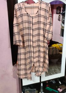 Peach Plaid Kurti