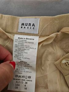 Mura Beige Linen Blend Trousers (good length)