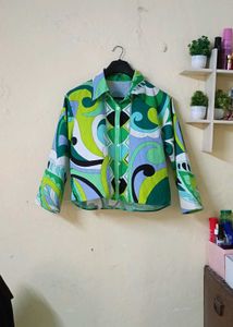 Psychedelic Print Button-Up Shirt