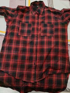 Red Plaid Oversized Shirt