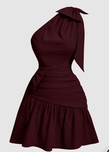 Chic One-Shoulder Red Dress
