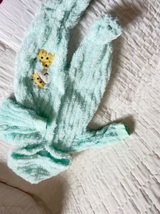 Cute Mint Bear Print Sweatshirt &amp; Pants Set