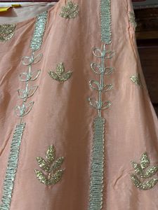 Peach Embroidered Sleeveless Kurta