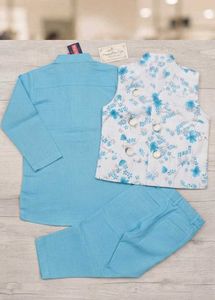 Boys Kurta Set with Floral Waistcoat