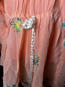 Peach Embroidered Kurti