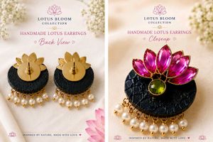 Handmade Lotus Earrings with Pearls