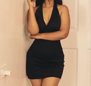 Chic Black Halter Mini Dress + one top free
