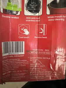 Wonderchef Kettle Unused 1.7 Litre
