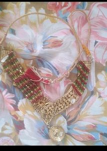 Statement Necklace with Red Accent