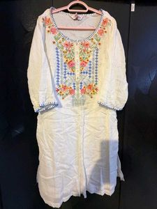 Biba Embroidered White Kurta