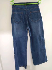 Blue Denim Wide Leg Jeans