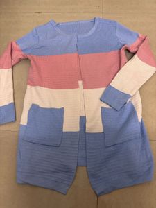 Colorblock Open Front Cardigan