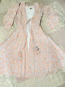🎀 Elegant Peach Floral Gown 😍