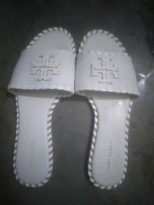 Tory Burch White Slide Sandals