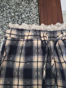 Plaid Wide Leg Trouser