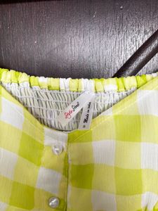 Sheer Gingham Button-Up Midi Dress