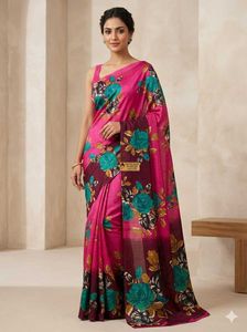 Vibrant Floral Print Saree