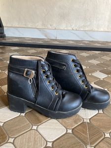 Stylish Black Leather Ankle Boots