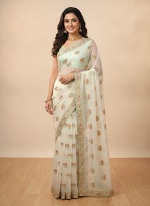pure chiffon Embroidered Saree
