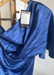 Royal Blue Satin Wrap Dress