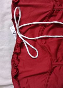 S size Red Ruched Strapless Top