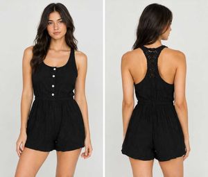 Chic Black Lace Back Romper
