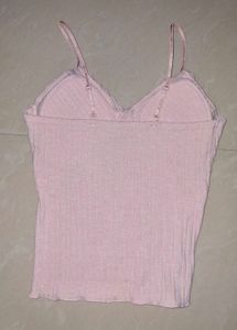 Padded Pink Lace Trim Cami Top