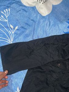 Black Button-Up Shirt with Graphic Print