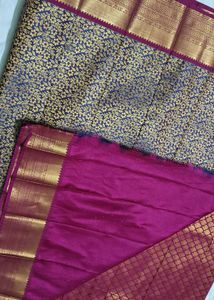 Beautiful Blue Floral Silk Saree