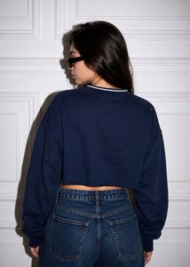 Navy Cropped Sweatshirt with 'A' Detail