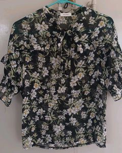 Floral Print Chiffon Top