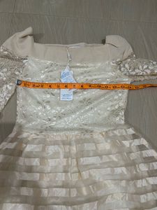 Chic Peach Lace Frock Dress