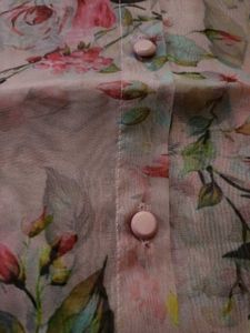 Sheer Floral Button-Up Blouse